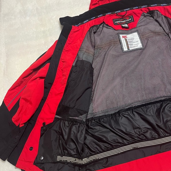 Obermeyer ATC Red & Black Ski Snowboard Jacket Mens Sz M Hood Zip Pockets lined - Picture 8 of 16